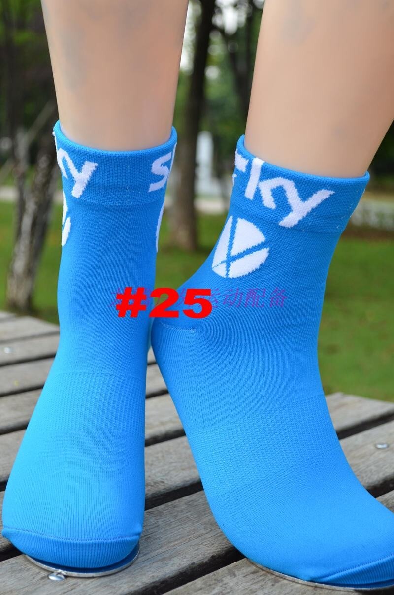 3 pairs/lot pro team spain M cycling socks breathable high knee Protect Feet Breathable Wicking sprots Sock Outdoor Road Bike: blue sk