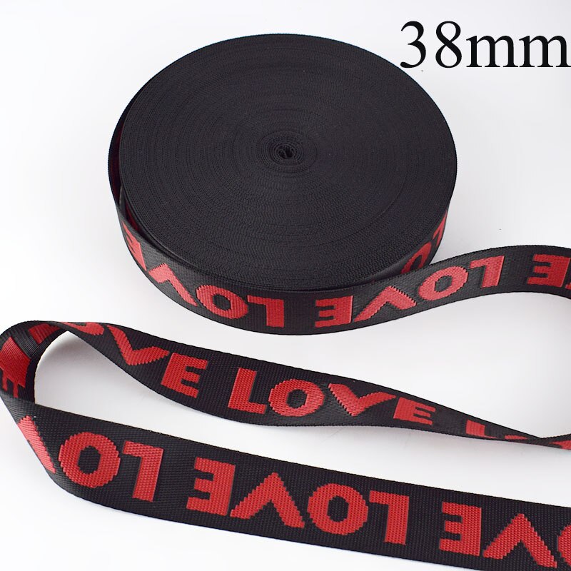 Meetee 8yards 25/38mm Width Nylon Jacquard Webbing Tape Ribbon LOVE Belt DIY Bag Shoulder Strap Garment Decor Sewing Accessories: Red-38mm