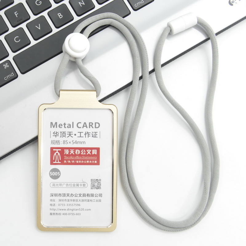 Funda para tarjetas de , portatarjetas de nombre de trabajo de aleación de aluminio, tarjeta de trabajo comercial, tarjeta de identificación, cordón, funda de bolsas de Metal: Verde militar