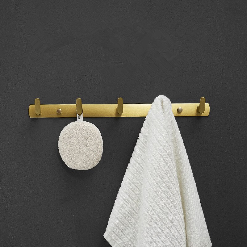 Robe Hooks Clothes Hat Hook Row Brushed Gold Robe Hook Aluminum Bathroom Robe Hook Bath Hardware Set Kitchen Hanger