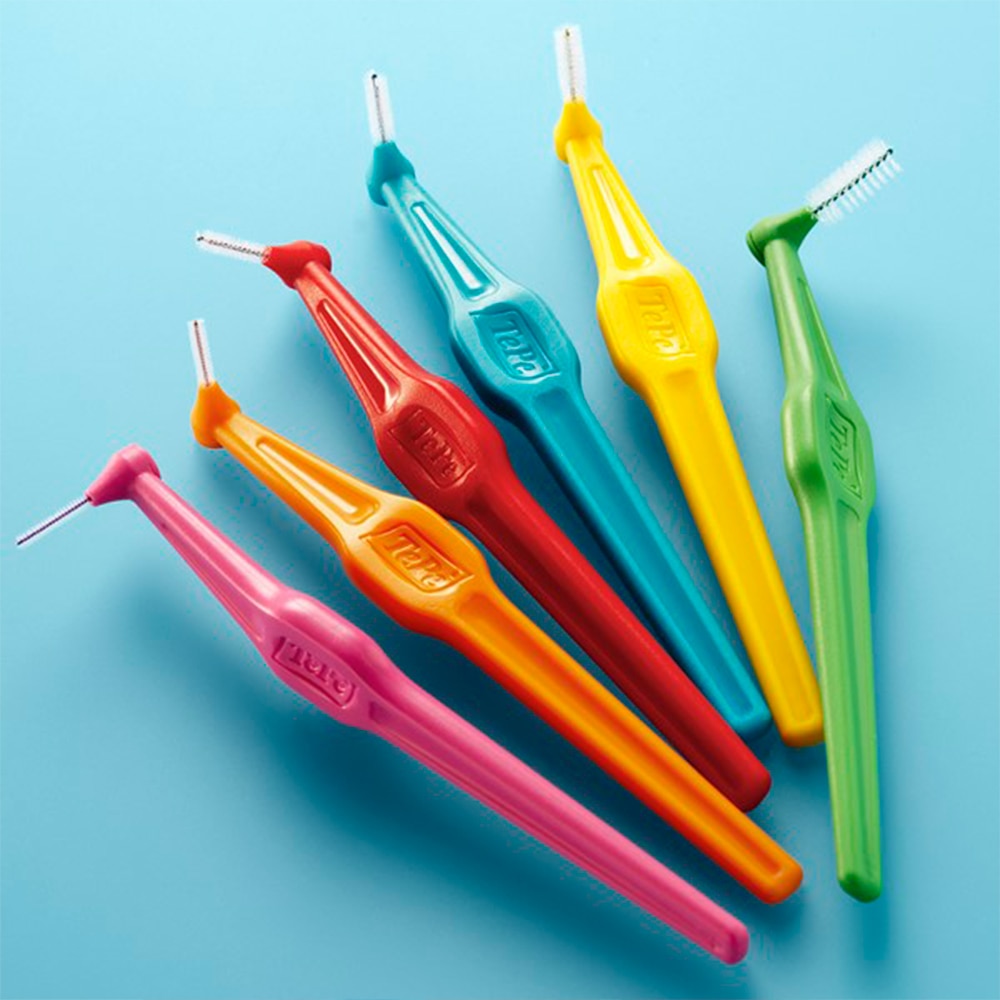 TePe Angle™ Interdental Brushes Every Size Interspace Cleaning With Long Handle Between Teeth Braces Toothbrush 6 Brushes