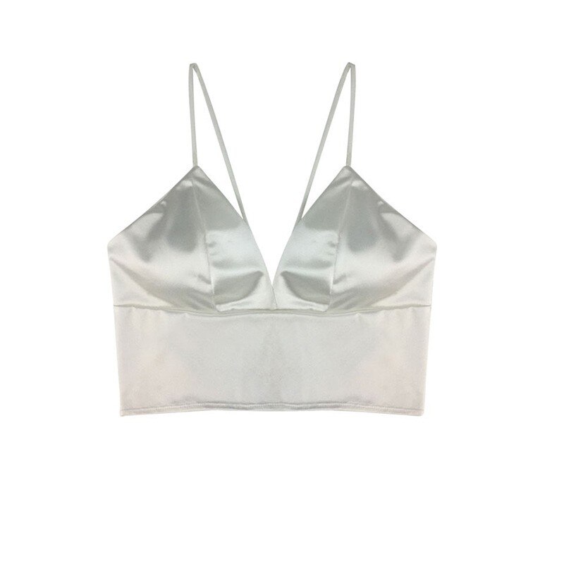 Women Solid Color Sexy Bralette Low Cut Top Bandage Bra Cutaway Tank Tops Female Underwear: White