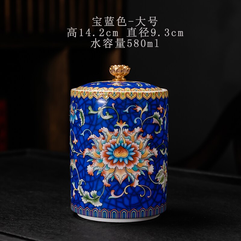 Colorful Ceramic Tea Caddies Large Handmade Porcelain Coffee Sugar Storage Jars Tea Caddies Home Caja De Te Home Garden DG50TC: blue large