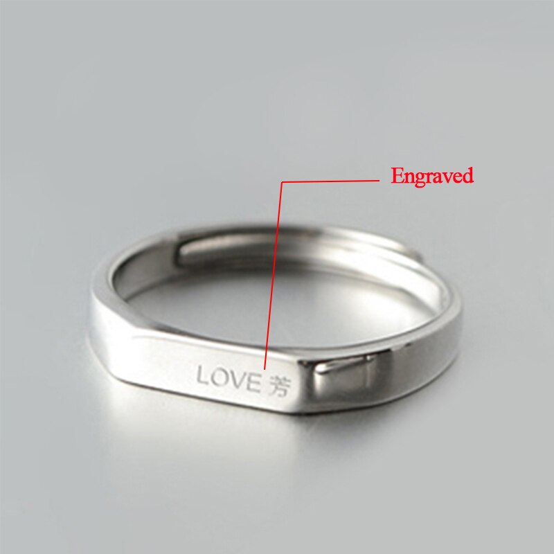 925 Sterling Silver Lover Anelli Classic Semplice Anello di Apertura per Le Donne e Gli Uomini Coppie Monili di Cerimonia Nuziale FAI DA TE Incidere: women engrave