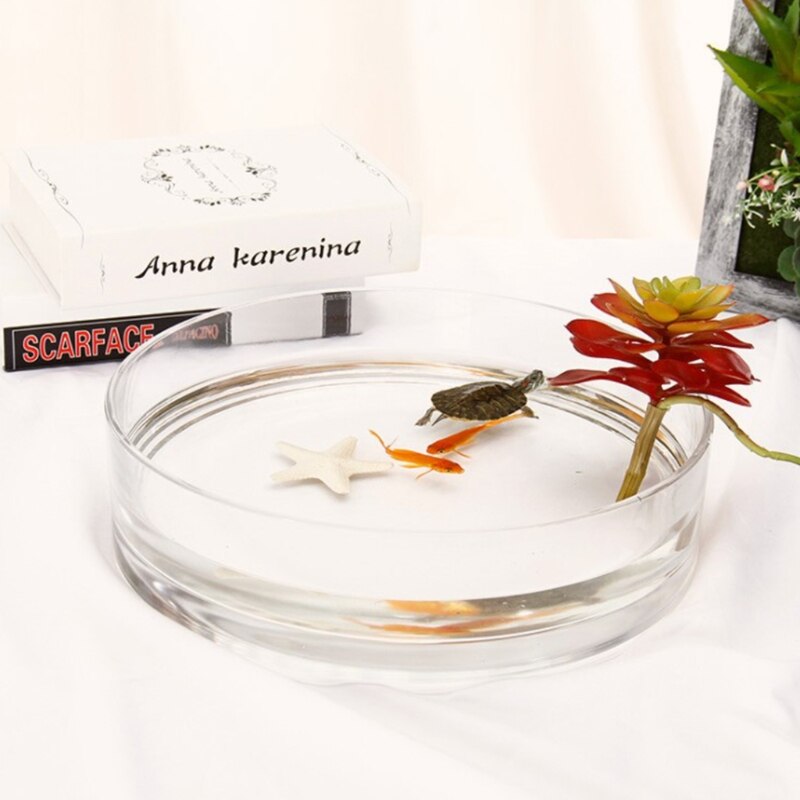 Acuario cilíndrico de cristal, cuencos transparentes de escritorio para peces pequeños, jarrones duraderos de 3 tamaños, soporte para adornos de dulces