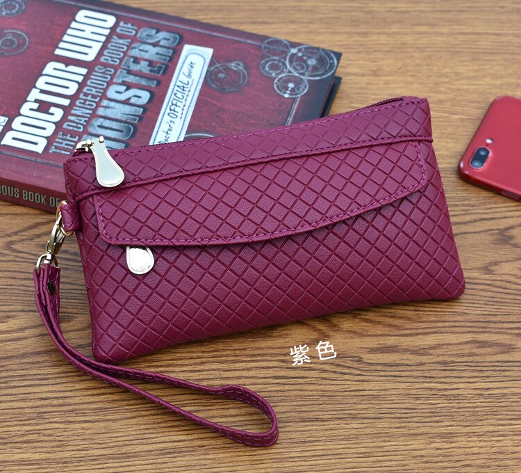 Women's Clutch Bag Spring Simple Women's Clutch Bag Korean Embossed Plaid Small Bag Shopping Middle-aged Coin Purse: Purple