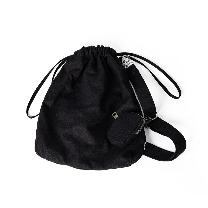 Soft Canvas All-match Solid Color Bucket Bag Student Bag Shoulder Bag Crossbody Bag Office Daily