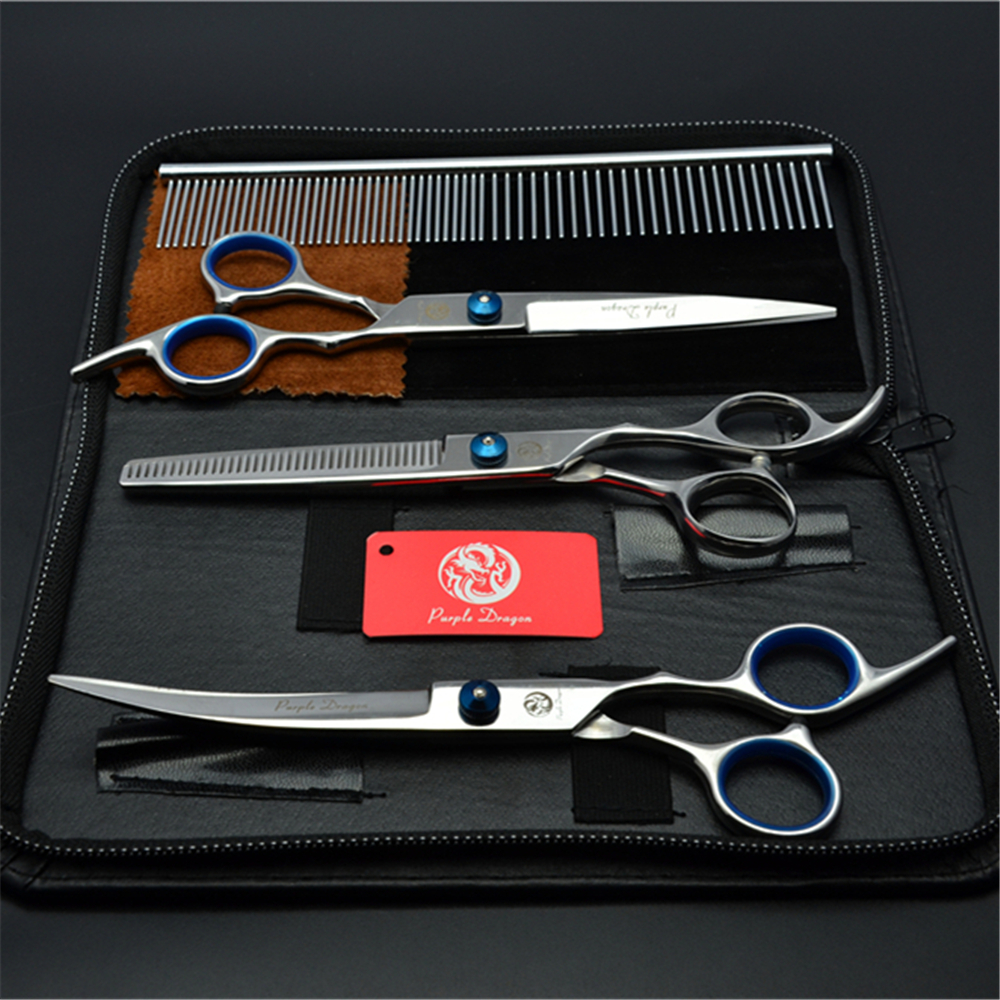 Tijeras de peluquería para perros de 6 ", tijeras de peluquería para mascotas de acero inoxidable japonés, tijeras de corte, tijeras de adelgazamiento, juego de tijeras curvas Z3001