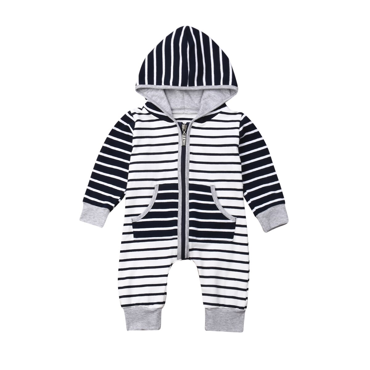 Del bambino Del Capretto Ragazzi corpo E Pagliaccetti Autunno A Maniche Lunghe A Righe con Cappuccio Vestiti Del Pagliaccetto Della Tuta vestito 0-24M