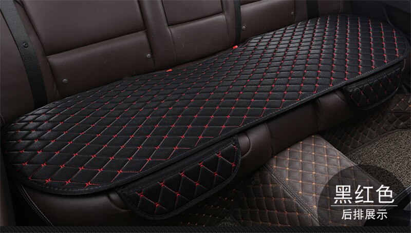Fundas de lino para asiento de coche, Protector de tela de lino para asiento delantero y trasero, no deslizante, accesorios universales: Black red rear 1pc