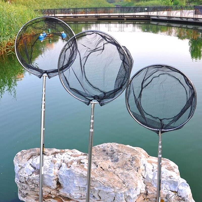 Collapsible Fishing Nets Stainless Steel Fishing Tools Small Mesh Foldable Landing Net Pole Casting Network Trap