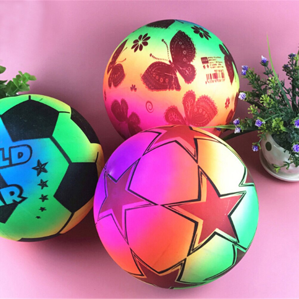 Pelotas hinchables de PVC para jugar al aire libre, pelota de fútbol de arcoíris de 18-20cm, para playa, verano, entrenamiento deportivo, 1 unidad