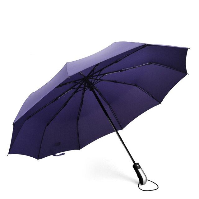 Ombrello automatico pieghevole resistente al vento pioggia donna Auto lusso grandi ombrelli antivento pioggia per uomo parasole con rivestimento nero: Purple