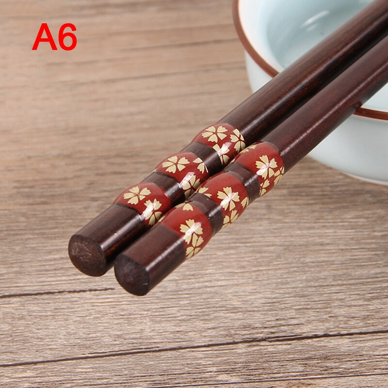 Japanese Style Natural Wooden Chopsticks Folwer Chopsticksc Kitchen Tableware 22.5cm: A6
