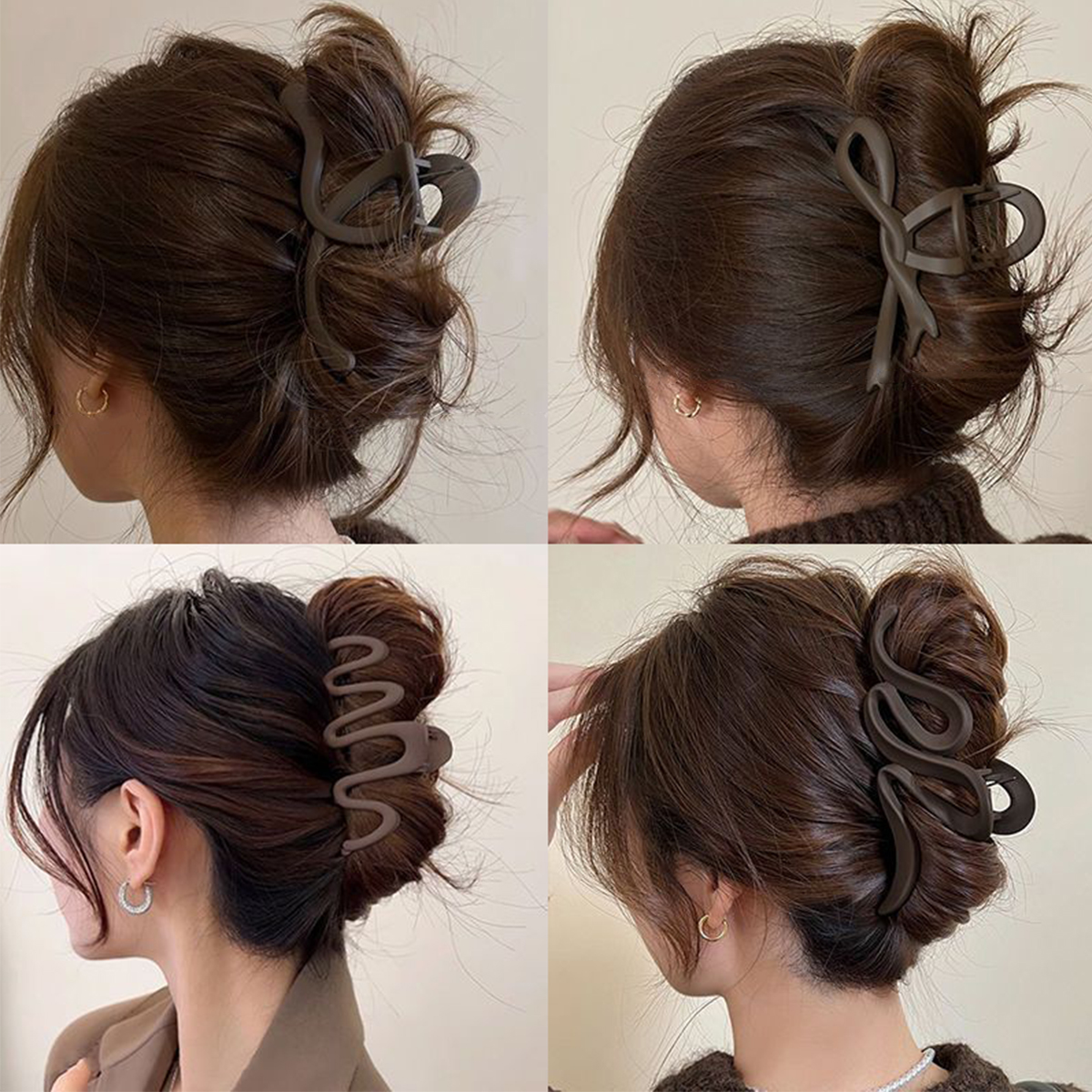 Clip de pelo coreano mate con lazo grande para mujer, de temperamento, sentido avanzado del Clip de tiburón, accesorios para el cabello para niñas