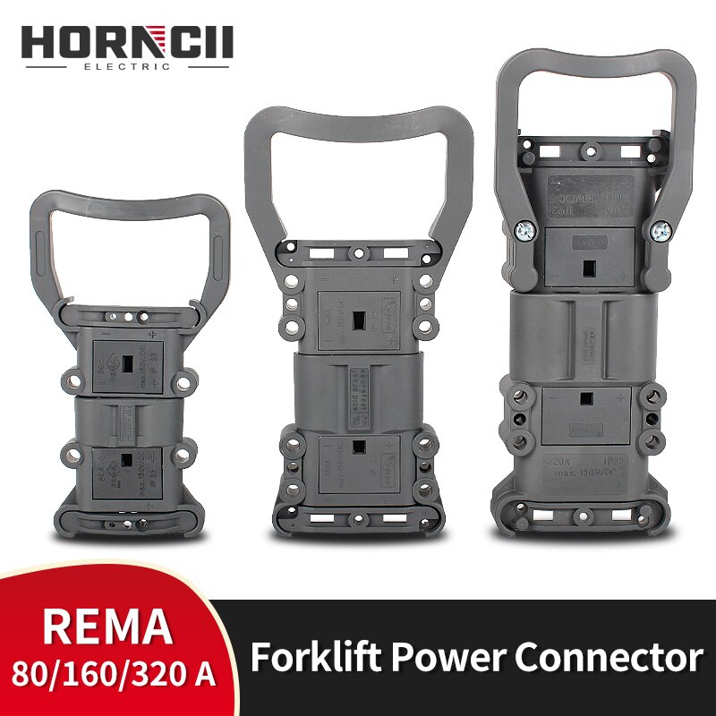 Rema Batterij Connector 80A 160A 320A 150V Heftruck Opladen Connector Industriële Stekker Voor Elektrische Voertuigen Grijs En Zwart