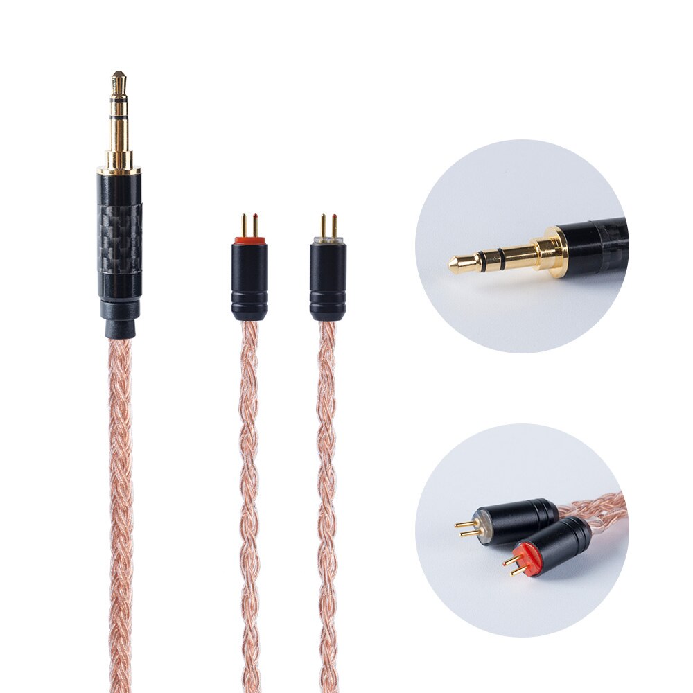 Cable de cobre y cristal HiFiHear de 16 núcleos de importación individual 2,5/3,5/4,4mm con conector MMCX/2pin para ZS10 AS10 AS16 C16 C10 V90: 2PIN 3.5