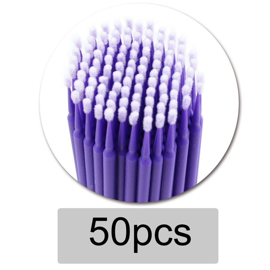 50pcs Disposable MicroBrush Eyelashes Extension Individual Lash Removing Swab Micro Brush For Eyelash Extension Tools: 50 pcs purple
