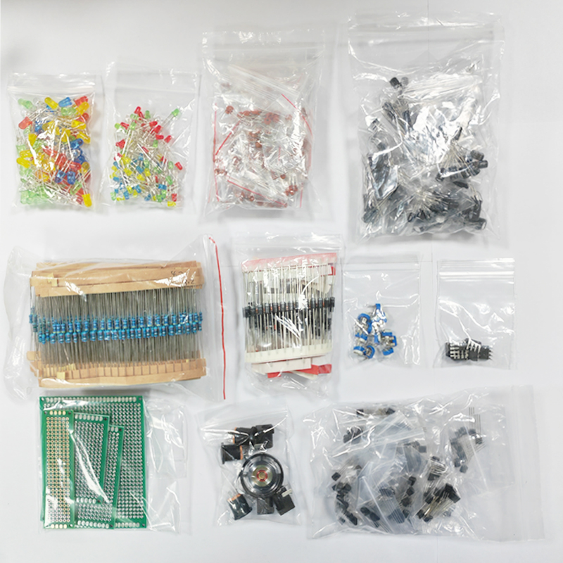 1900-delige Mega Electronic Component Kit inclusief assortiment + condensatoren + weerstanden + LED + transistors + DC-aansluitingen + PCB + opamp