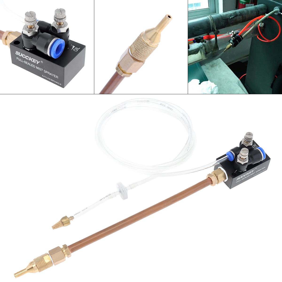 Mist Coolant Lubrication Spray System 20cm Copper Pipe and Check Valve for Metal Cutting Engraving Cooling Machine/CNC Lathe