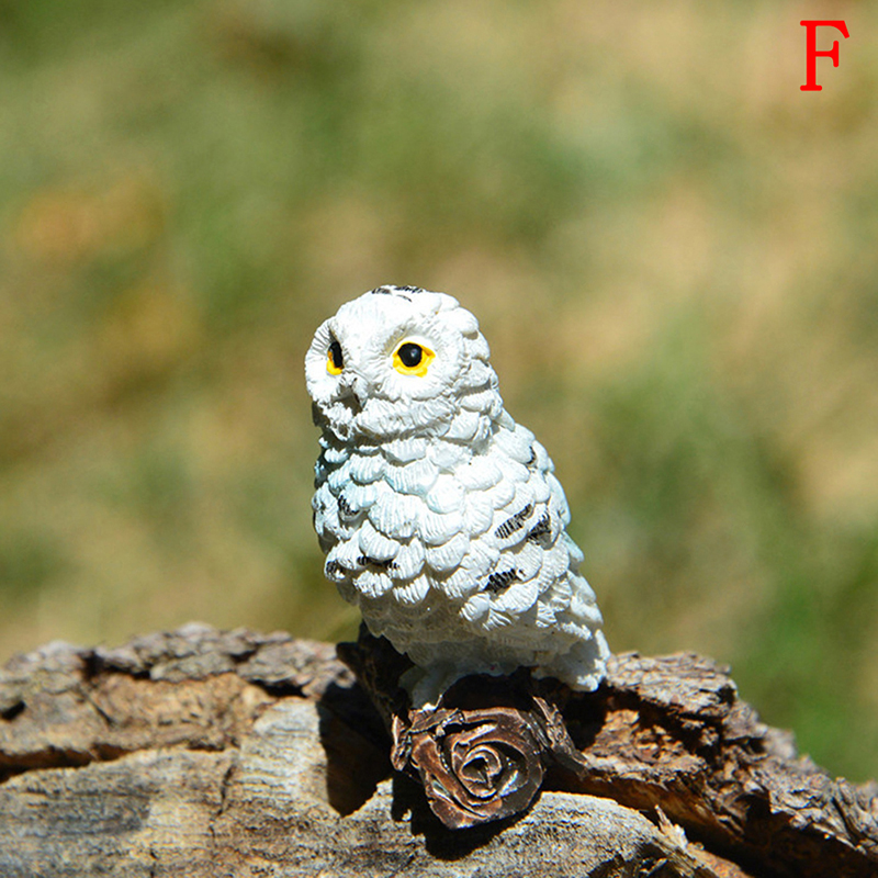 Boneco de paisagem, coruja, resina, jardim doméstico, decoração diy, micro ornamentos, decoração: F