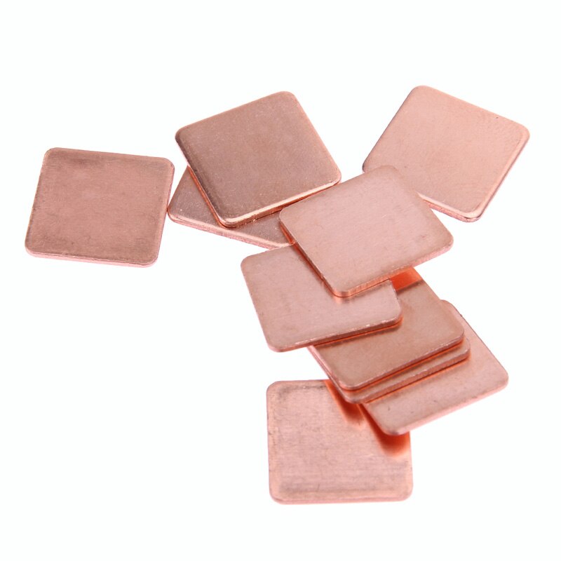10 st / parti 15 x 15 x 0.1mm 0.3mm 0.5mm 1.5mm st dator grafikkort kylning koppar cpu vga bga kylare kylfläns kylare