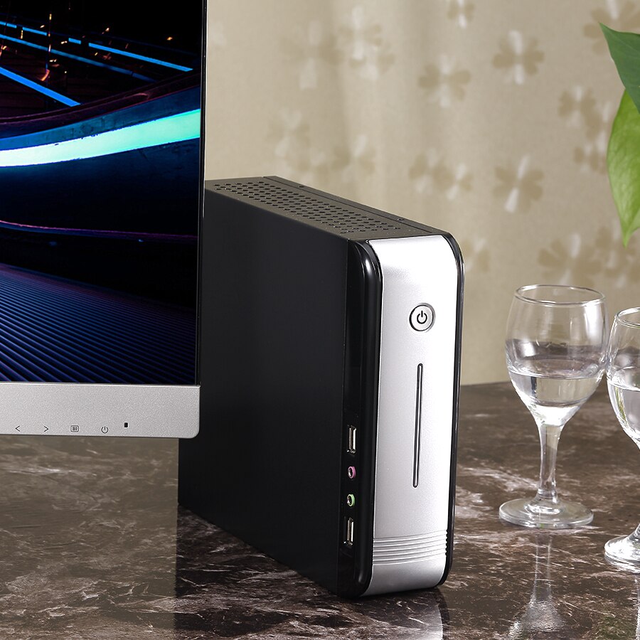 Realan Zwart Mini Itx Case E-3015 Met 120W Dc Voeding 12V 5A Adapter