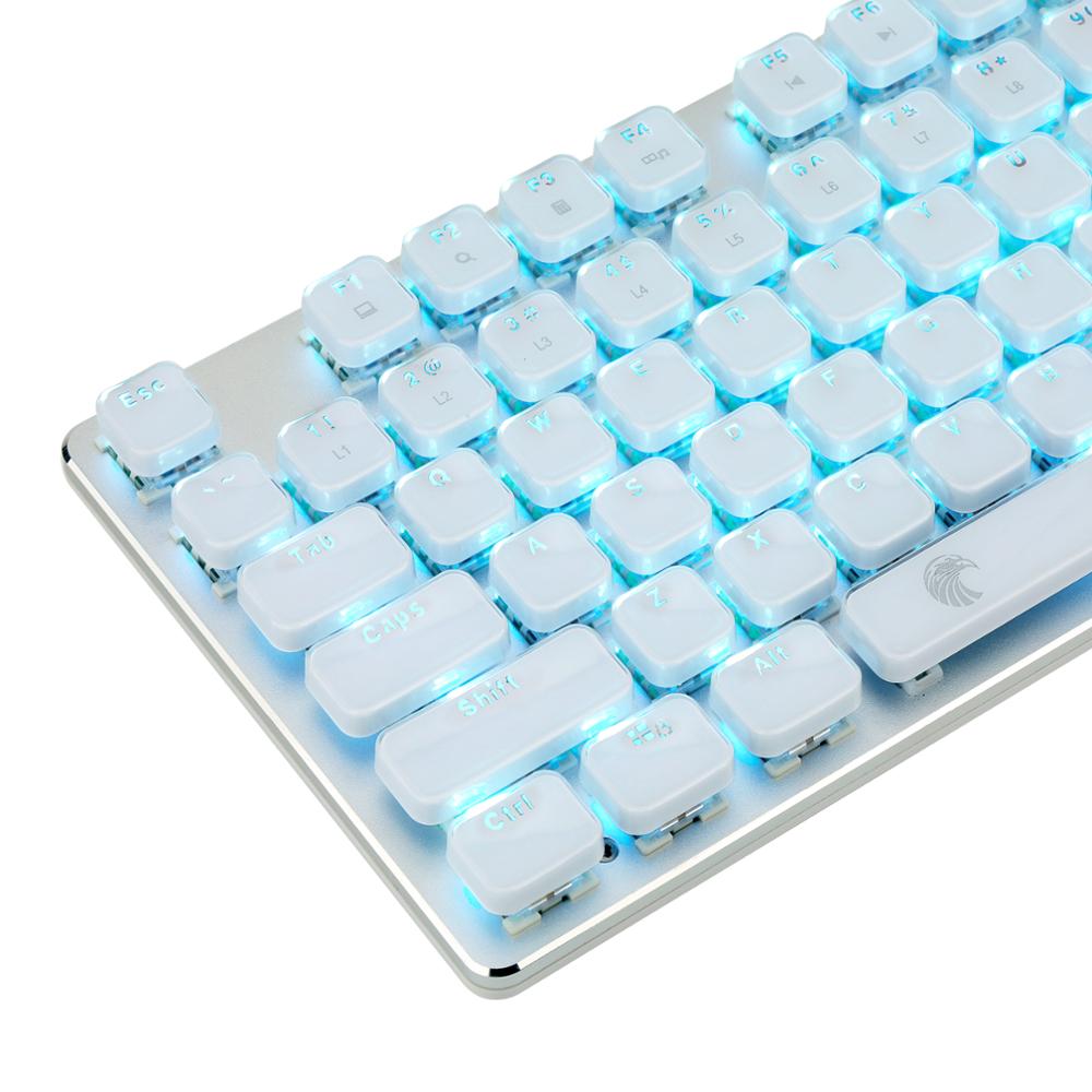 Teclado mecánico de cristal de perfil bajo, 104 teclas, e-element OA, azul, retroiluminado con cable