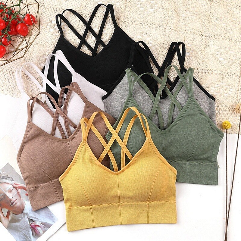 Sujetador deportivo de Yoga para mujer, chaleco acolchado para Fitness, correr, gimnasio, sin aros, transpirable, espalda de belleza,