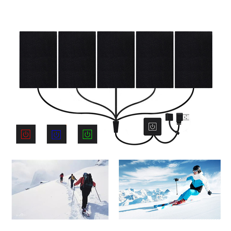Usb-kledingverwarmingsmat met 3 instelbare temperatuurstanden, elektrische verwarmingsmat, verwarmingskussen voor vesten en jassen