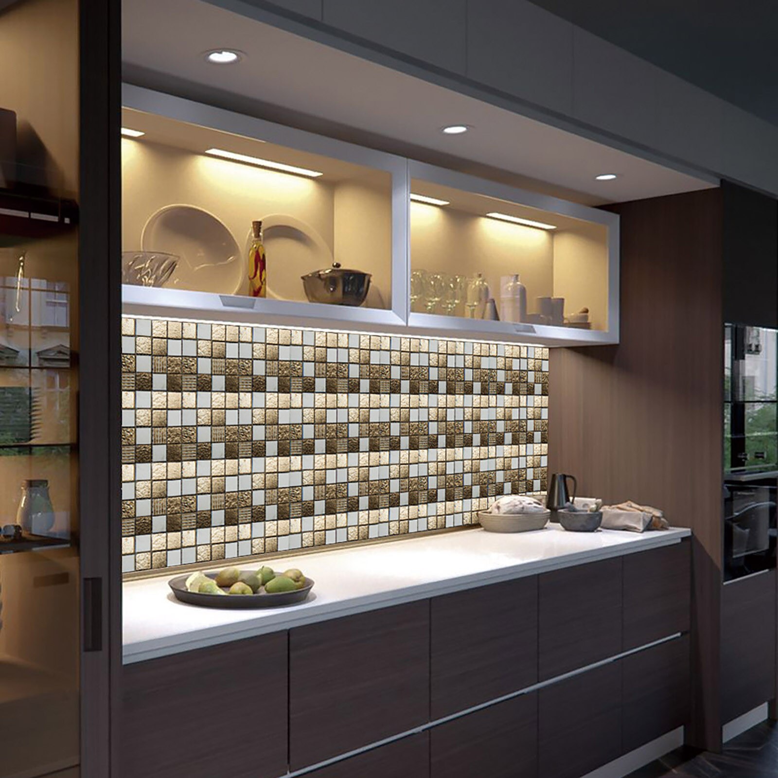 10Pcs 3D Kristal Tegel Stickers Diy Waterdichte Zelfklevende Muurstickers Keuken Decor Muurstickers Waterdichte Pvc Tegels