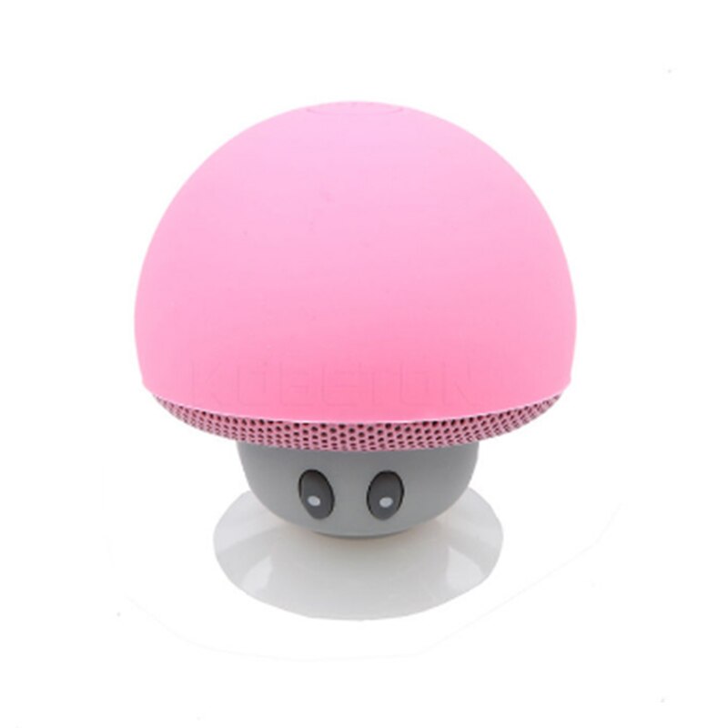 Mini mushroom speaker MP3 player cute cartoon cucktion cap audio outdoor portable peaker wireless bluetooth: Pink