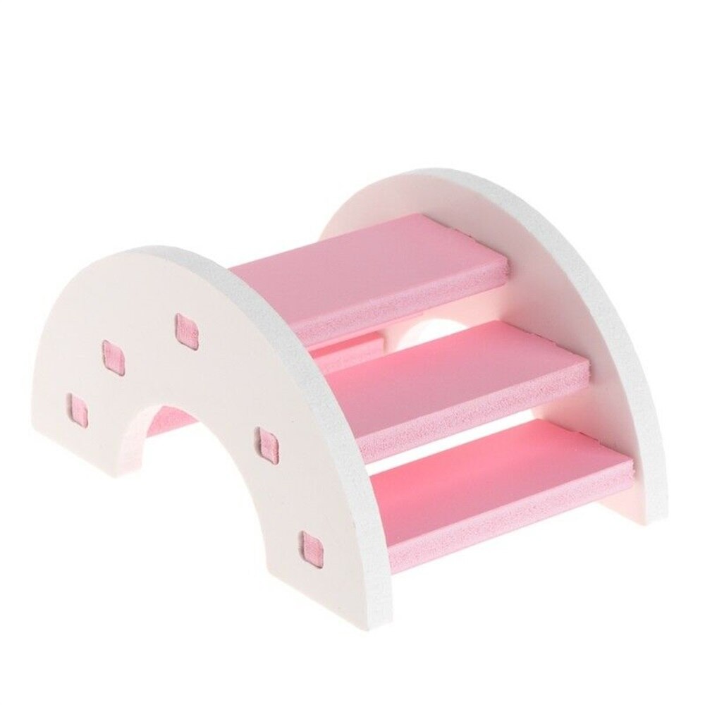 Non-toxic Pet Hamster Wooden House Small Mouse Nest Houses With Staircase Small Animal Living Home Pets Nest: D