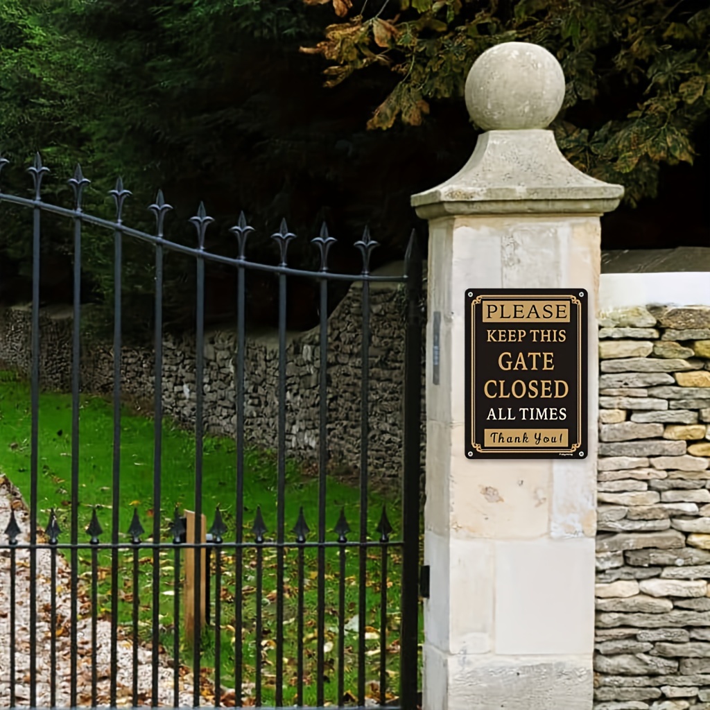 1pc Metal Warning Signs,"Keep Gate Closed And Locked At All Times"Metal Sign,Tin Sign For House, Business, Yard Or Driveway