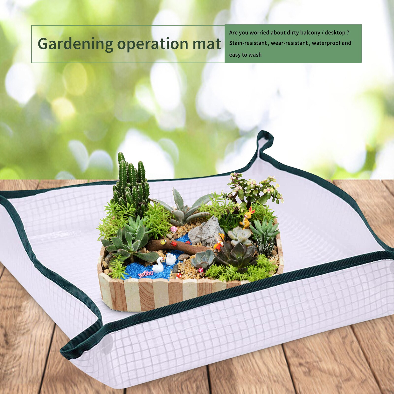 Mini tela de malla transparente impermeable, para escritorio, jardinería, suculenta, alfombrilla impermeable para flores, almohadilla para macetas