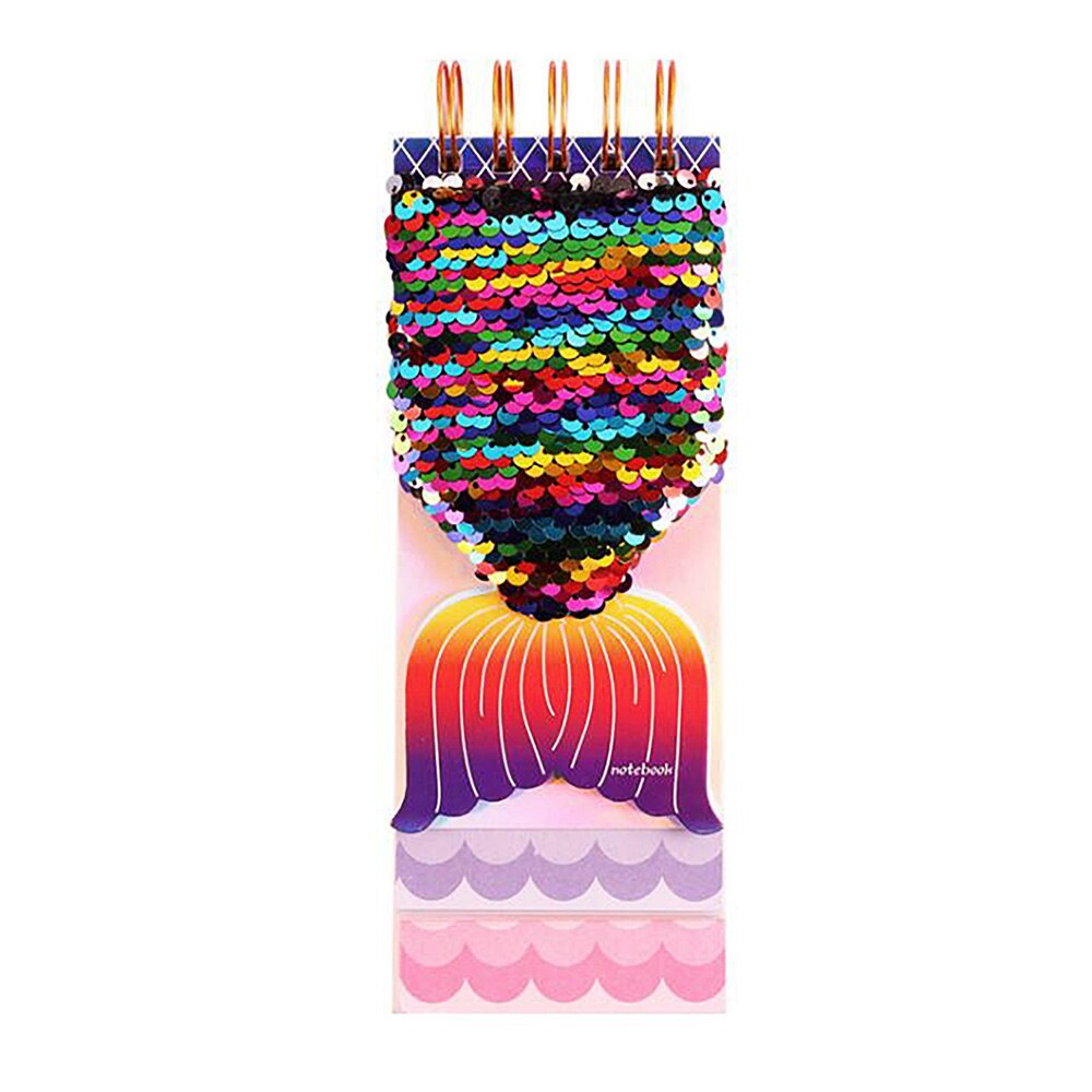 Cute Cartoon Mermaid Book Student School Writting Notebook Girl Flip Sequins Diary Book Set With Pen Keychain Children: Only Notebook