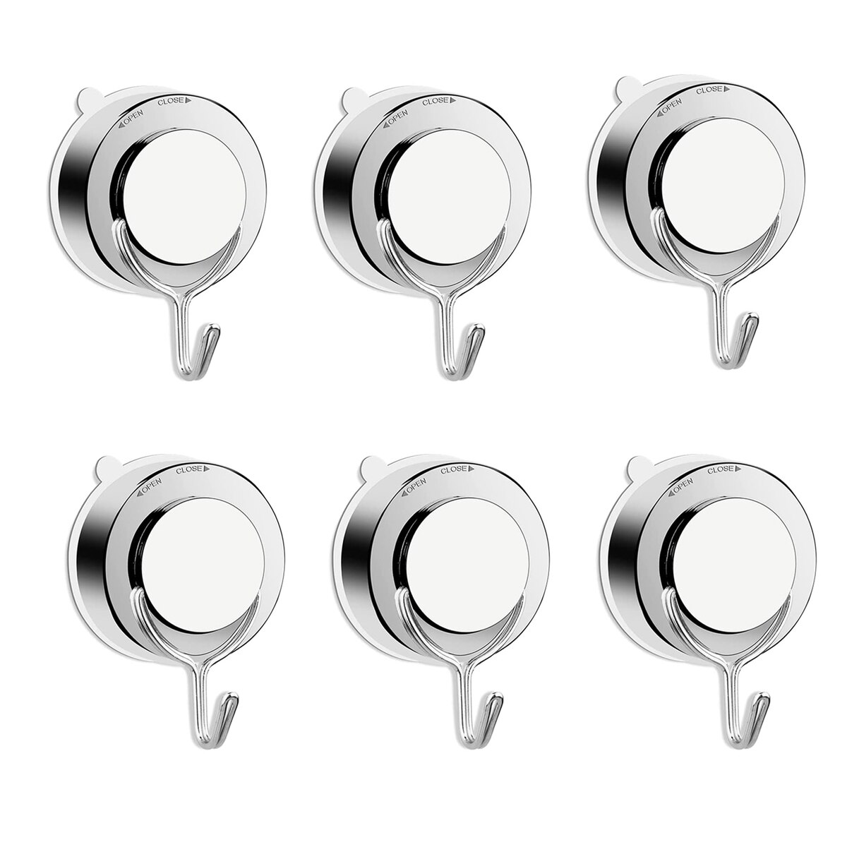 Gancho de ventosa Extra fuerte, gancho de succión de pared al vacío sin perforación, soporte de toalla de acero inoxidable para ventana de vidrio y baño: 6 PCS