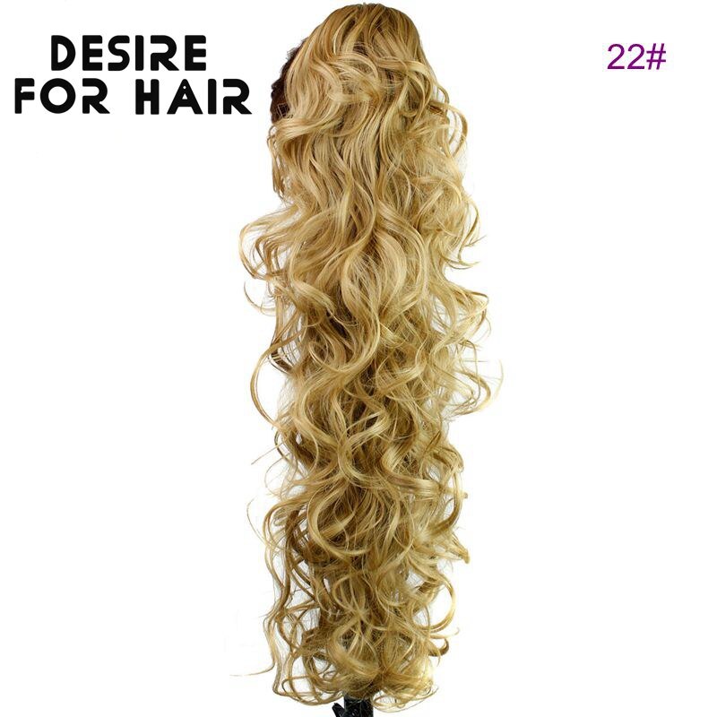 Desire Voor Haar 30Inch Lange 200G Hoge Temperatuur Synthetisch Krullend Paardenstaart Hair Extensions Met Claw Clip Haarstukken Voor vrouwen