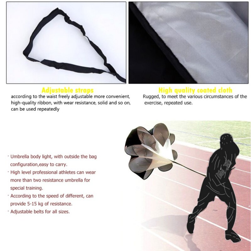 56" Sports Speed Chute Resistance Exercise Running Power Training Parachute H6