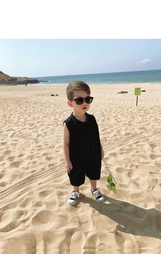 Kids Jongens Katoen Overalls Jumpsuit Voor Kinderen Zomer Dinosaurus Losse Patroon Korte Kleding Broek Ovralls Voor Peuter Zwart Wit: Black / 6T