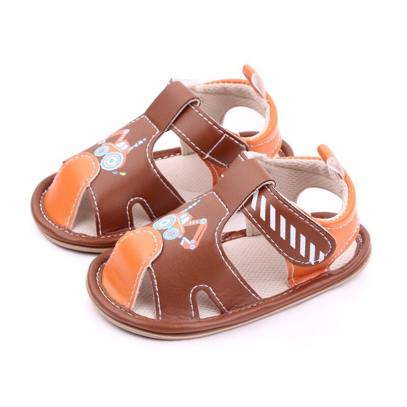 Baby Baby Sandalen Pasgeboren Baby Jongen Cartoon Pu Lederen Anti-Slip Sandalen Peuter Rubberen Zool Eerste Wandelaars Maat 0-24M