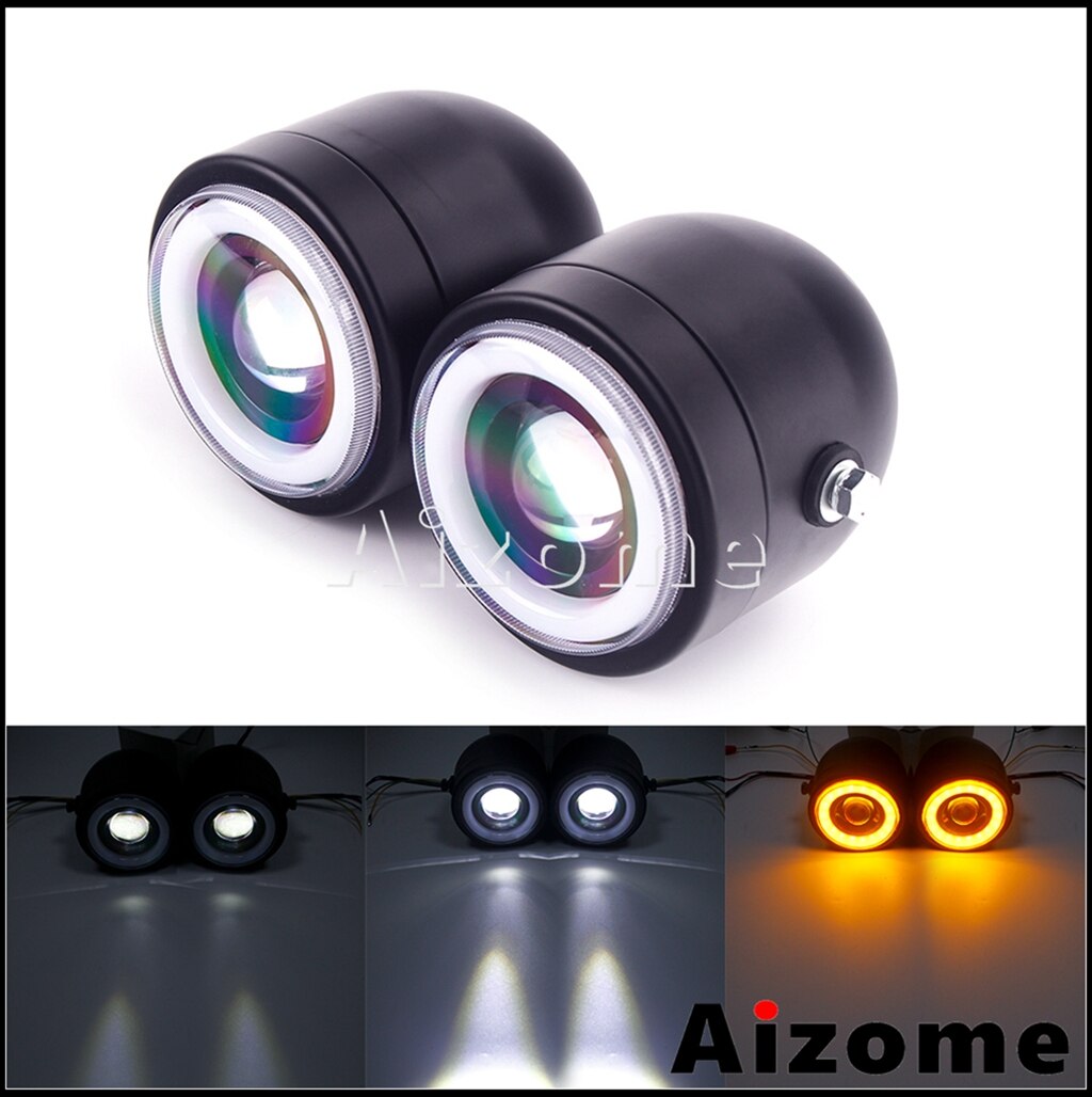 Universal motorcykel cafe racer dobbelt forlygte led forlygte dobbelt forlygter til harley softail 1986-13 fat boy flstf bobber: 1 par rav