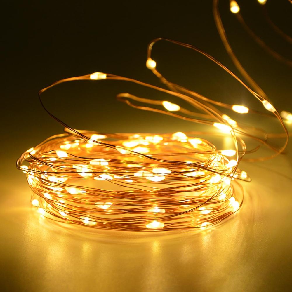 10m/20m utendørs belysning kobbertråd utenfor solenergi streng lys balkong vegglampe hage innredning fe streng lys: Varm hvit / Usb-drevet / 10m