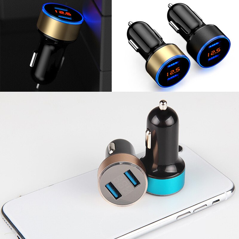 USB Auto Sigarettenaansteker Auto-oplader LED Display Aanstekers Voltmeter Socket Splitter Auto Splitter Auto Charger