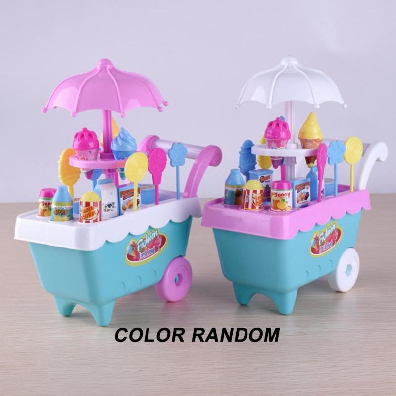 Small Ice Cream Carts Girl Mini Candy Cart Shop Pretend Play Children Toys