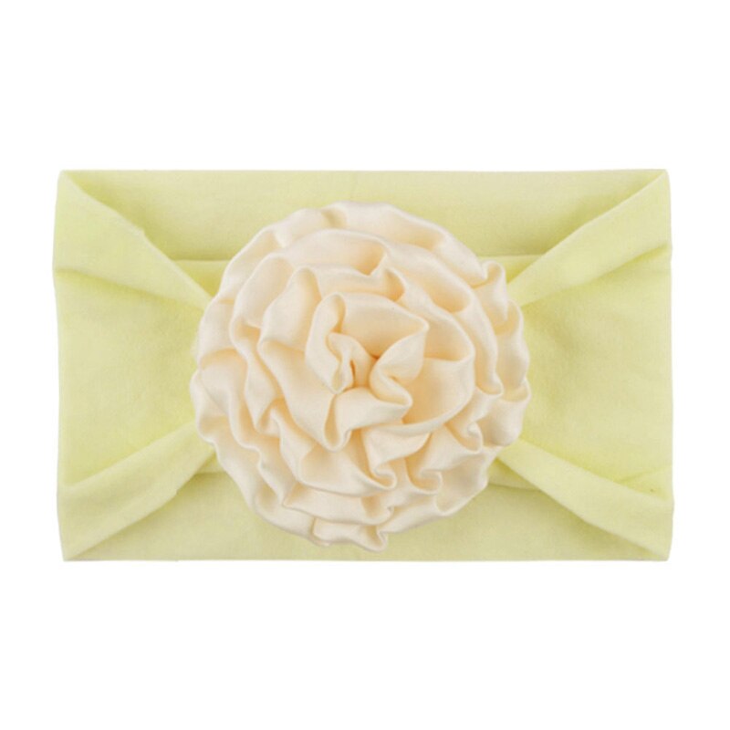 Zachte Nylon Baby Meisje Hoofdbanden Leuke Bloem Baby Haar Band Elastische Brede Baby Peuter Tulband Hoofddeksels Meisje Haar Accessoires: beige