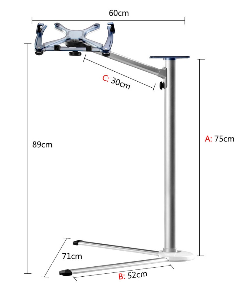 UP-7 Height Adjustable Laptop Floor Stand Aluminum Alloy Rotating Notebook Bed Holder with Mouse Tray for MacBook 10-17 inch