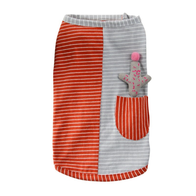 Hond Puppy Zomer Gestreepte Vesten Zomer Huisdier Katten Cactus Decor Kleding Patchwork T-Shirts Voor Chihuahua Teddy: Rood / M