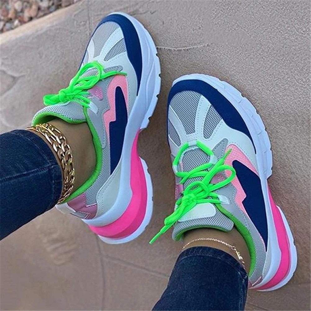 Doratasia kvinders blandede farver sneakers damer flad platform snørebånd sko kvinde afslappet efterårs sneakers stor størrelse 35-43