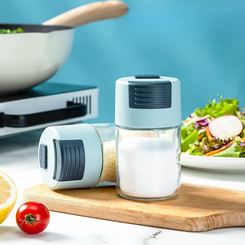 Botella de sal cuantitativa de 5g, frascos de vidrio para especias, suministros de cocina, condimentos, Salero y pimentero, Organizador